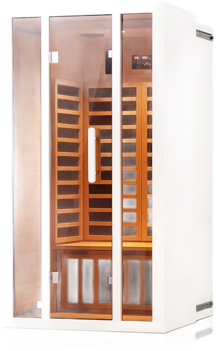 2 Person Extendable FAR Infrared Sauna for Home, Hemlock Wood Low EMF 6 Carbon Heaters Indoor Saunas with LED Lights, Bl