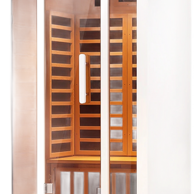 2 Person Extendable FAR Infrared Sauna for Home, Hemlock Wood Low EMF 6 Carbon Heaters Indoor Saunas with LED Lights, Bluetooth Speaker, Digital Control Panel, and Seating Bench