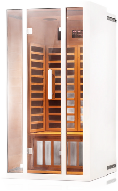 2 Person Extendable FAR Infrared Sauna for Home, Hemlock Wood Low EMF 6 Carbon Heaters Indoor Saunas with LED Lights, Bluetooth Speaker, Digital Control Panel, and Seating Bench