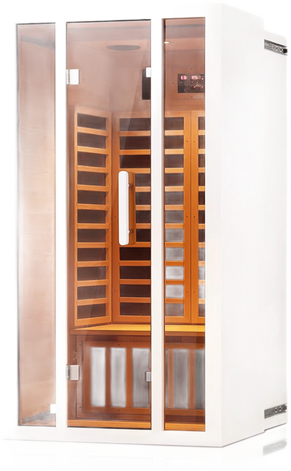 2 Person Extendable FAR Infrared Sauna for Home, Hemlock Wood Low EMF 6 Carbon Heaters Indoor Saunas with LED Lights, Bl