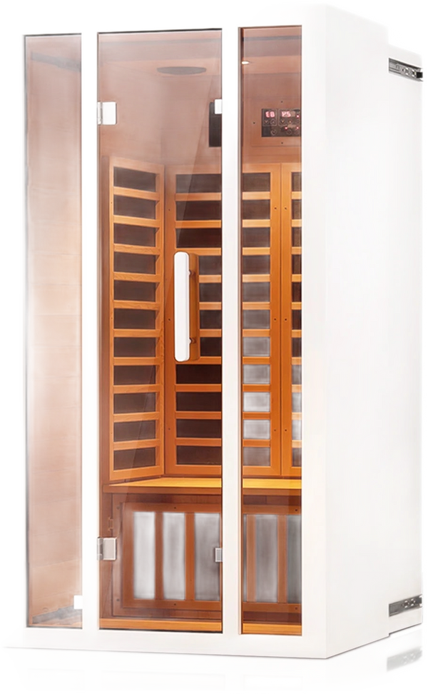 2 Person Extendable FAR Infrared Sauna for Home, Hemlock Wood Low EMF 6 Carbon Heaters Indoor Saunas with LED Lights, Bl