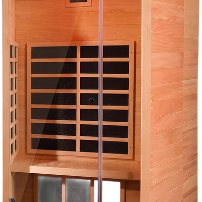 1 Person Extendable FAR Infrared Sauna for Home, Hemlock Wood Low EMF 6 Carbon Heaters Indoor Saunas with LED Lights, Bluetooth Speaker, Digital Control Panel, and Seating Bench