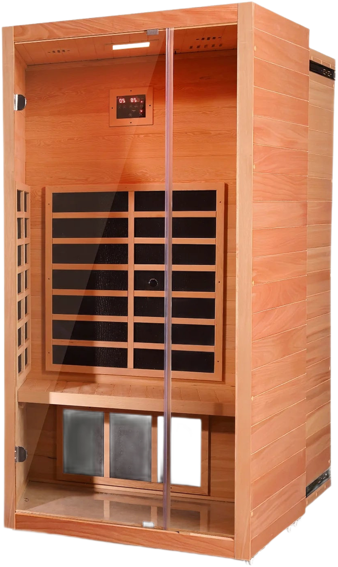 1 Person Extendable FAR Infrared Sauna for Home, Hemlock Wood Low EMF 6 Carbon Heaters Indoor Saunas with LED Lights, Bl