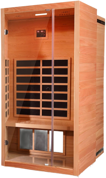 1 Person Extendable FAR Infrared Sauna for Home, Hemlock Wood Low EMF 6 Carbon Heaters Indoor Saunas with LED Lights, Bl