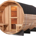 6-Person Patchwork Red Cedar Traditional Steam Barrel Sauna
