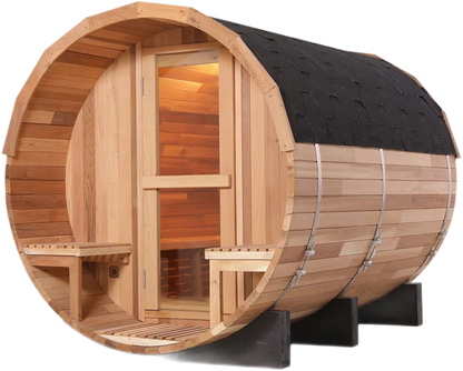 6-Person Patchwork Red Cedar Traditional Steam Barrel Sauna