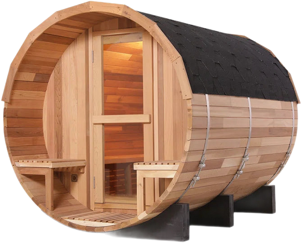 6-Person Patchwork Red Cedar Traditional Steam Barrel Sauna