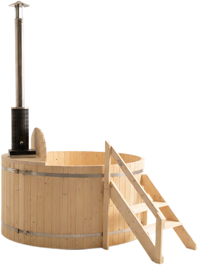 Wood Fired Hot Tub Designed for Year-Round Wellness, 4-5 Person Capacity, Internal Stove, Pine Construction