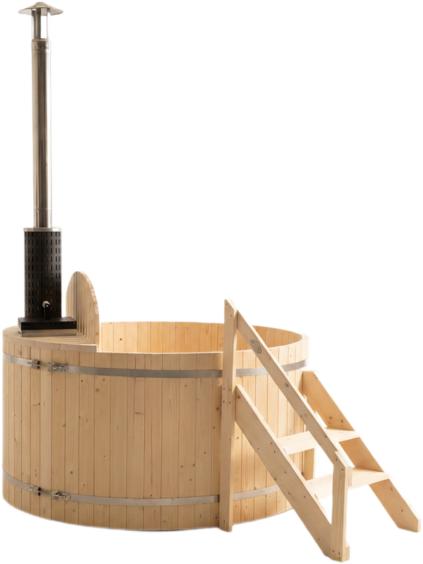 Wood Fired Hot Tub Designed for Year-Round Wellness, 4-5 Person Capacity, Internal Stove, Pine Construction