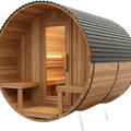 Outdoor Barrel Sauna Built for Daily Recovery, Cedar Construction, 9Kw Electric Heat, WiFi Control