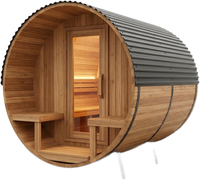 Outdoor Barrel Sauna Built for Daily Recovery, Cedar Construction, 9Kw Electric Heat, WiFi Control